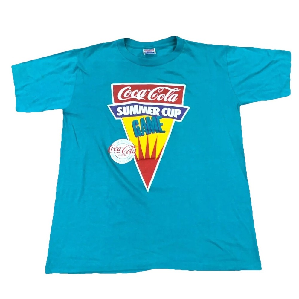 Vintage Coca Cola Shirt Men XL Blue 80s 90s Single Stitch Made In USA Coke Tee